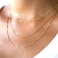 14k Yellow Solid Gold Mirror Box Chain Necklace, 0.8mm4