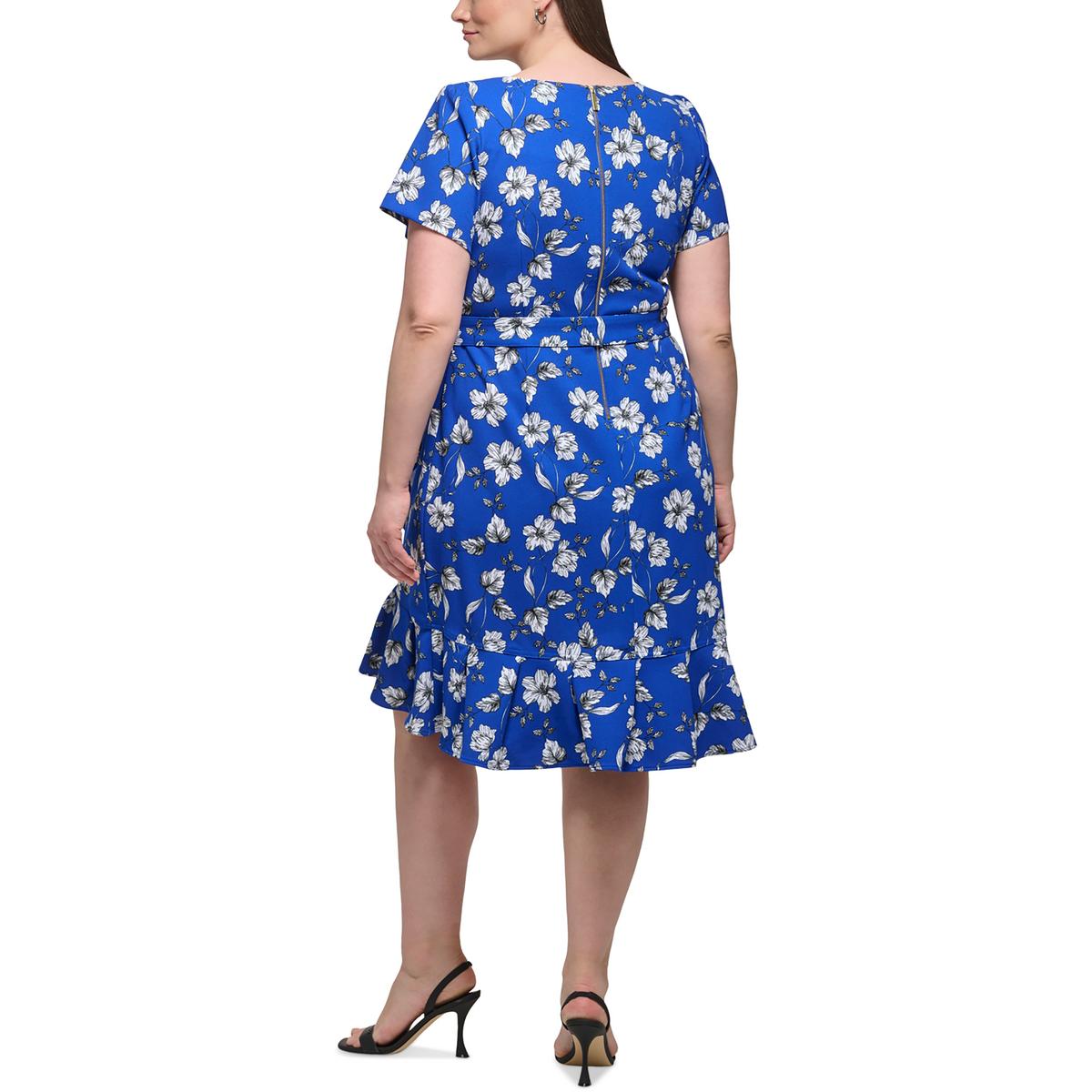 Plus Womens Floral Print Polyester Sheath Dress