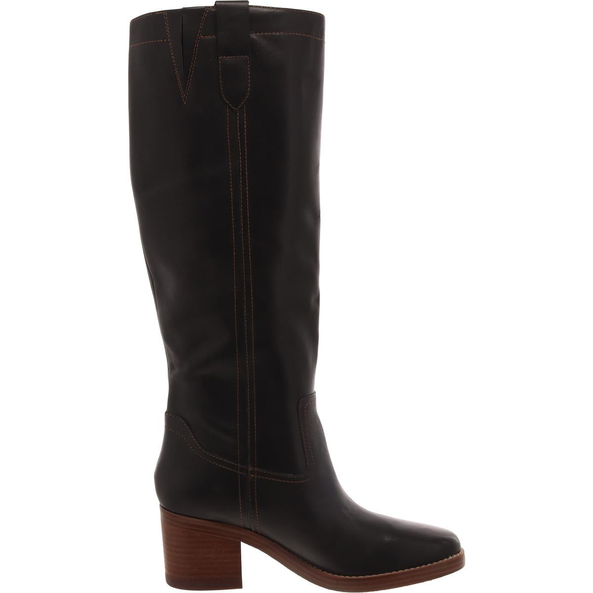 Hecee Womens Leather Round Toe Knee-High Boots