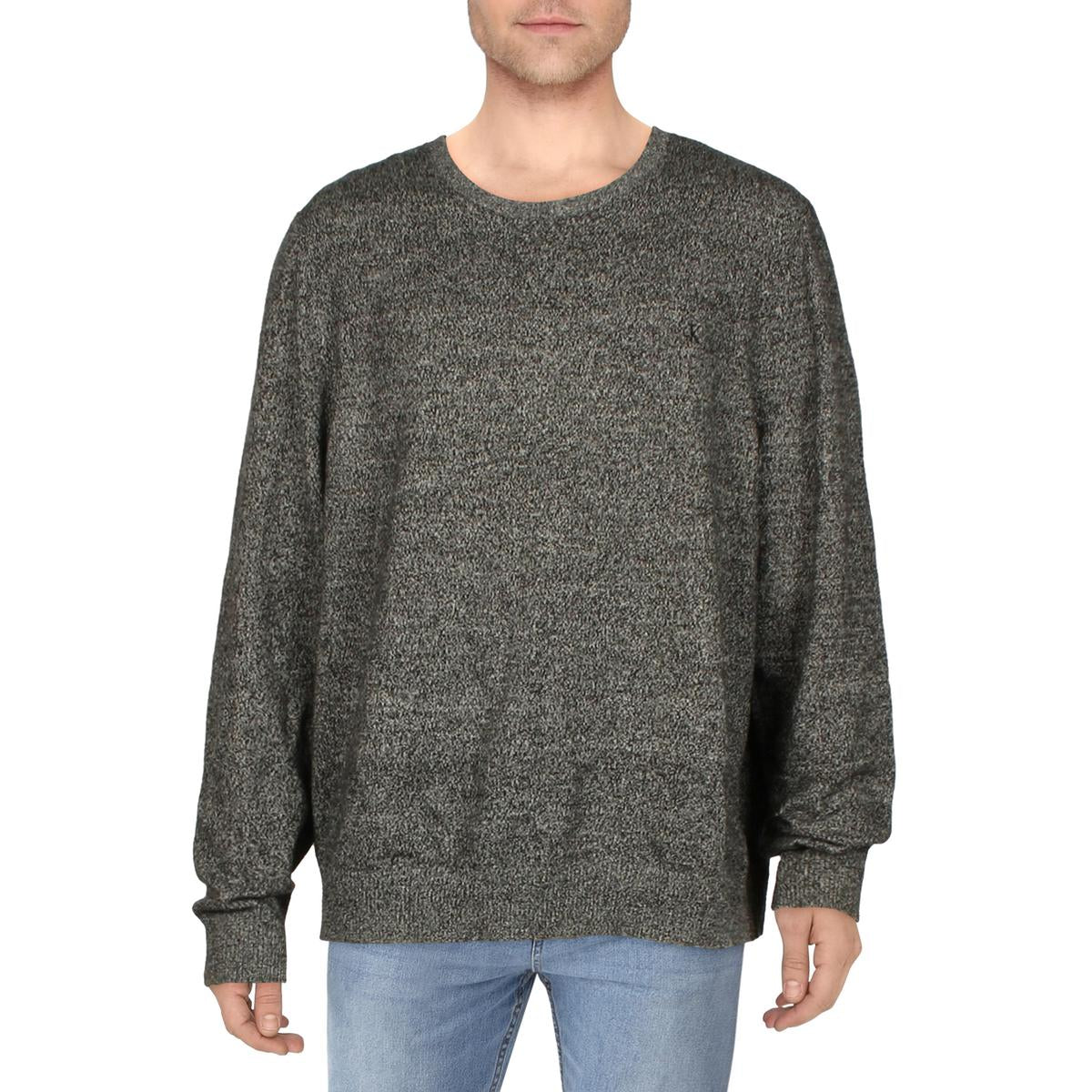 Mens Marled Wool Blend Crewneck Sweater