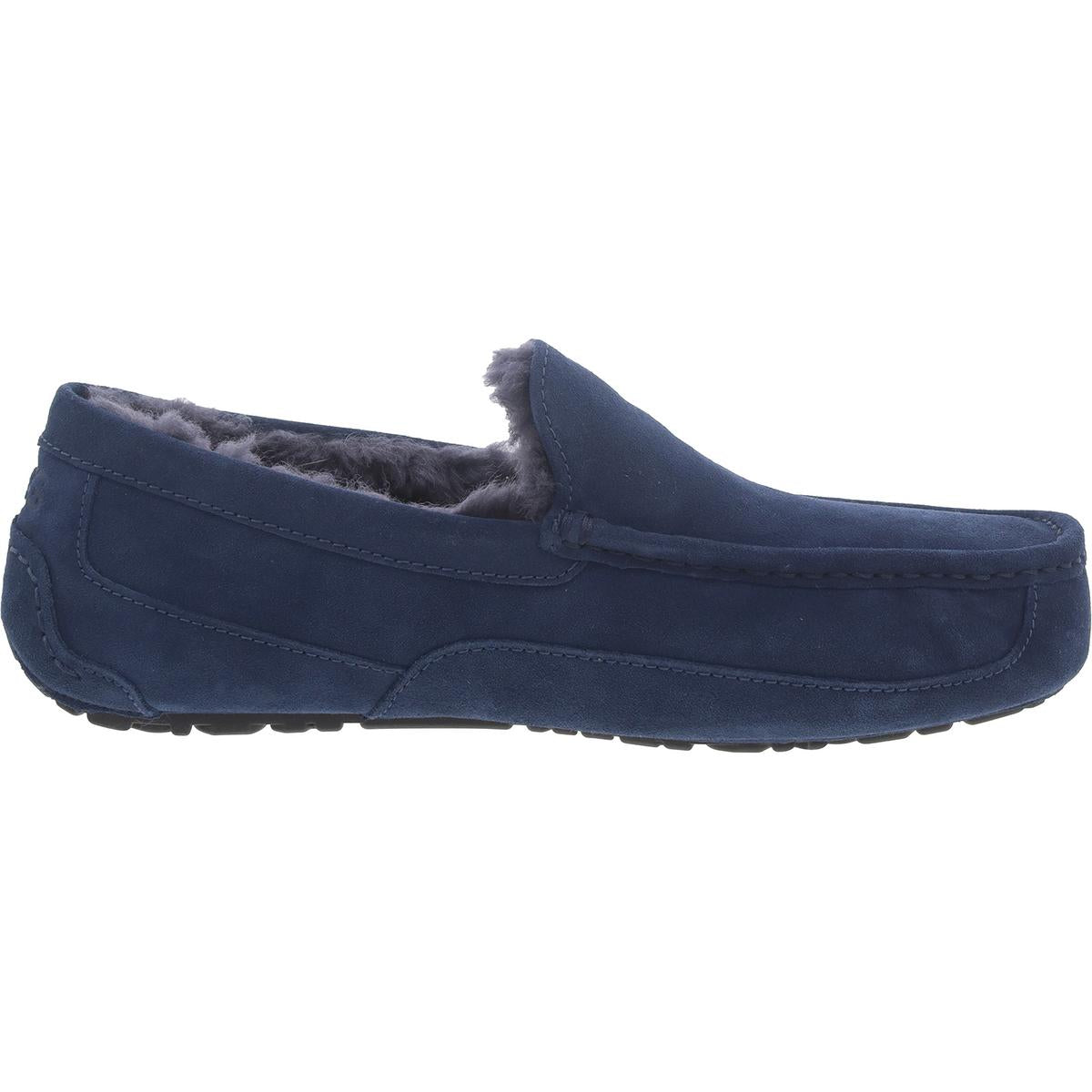 Ascot Mens Suede Shearling Moccasin Slippers