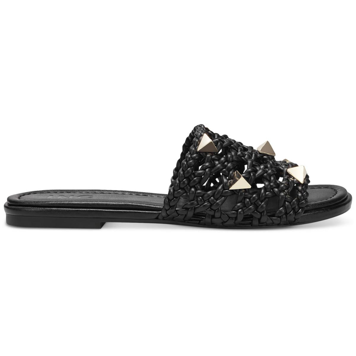 Starlette Womens Metallic Studded Slide Sandals