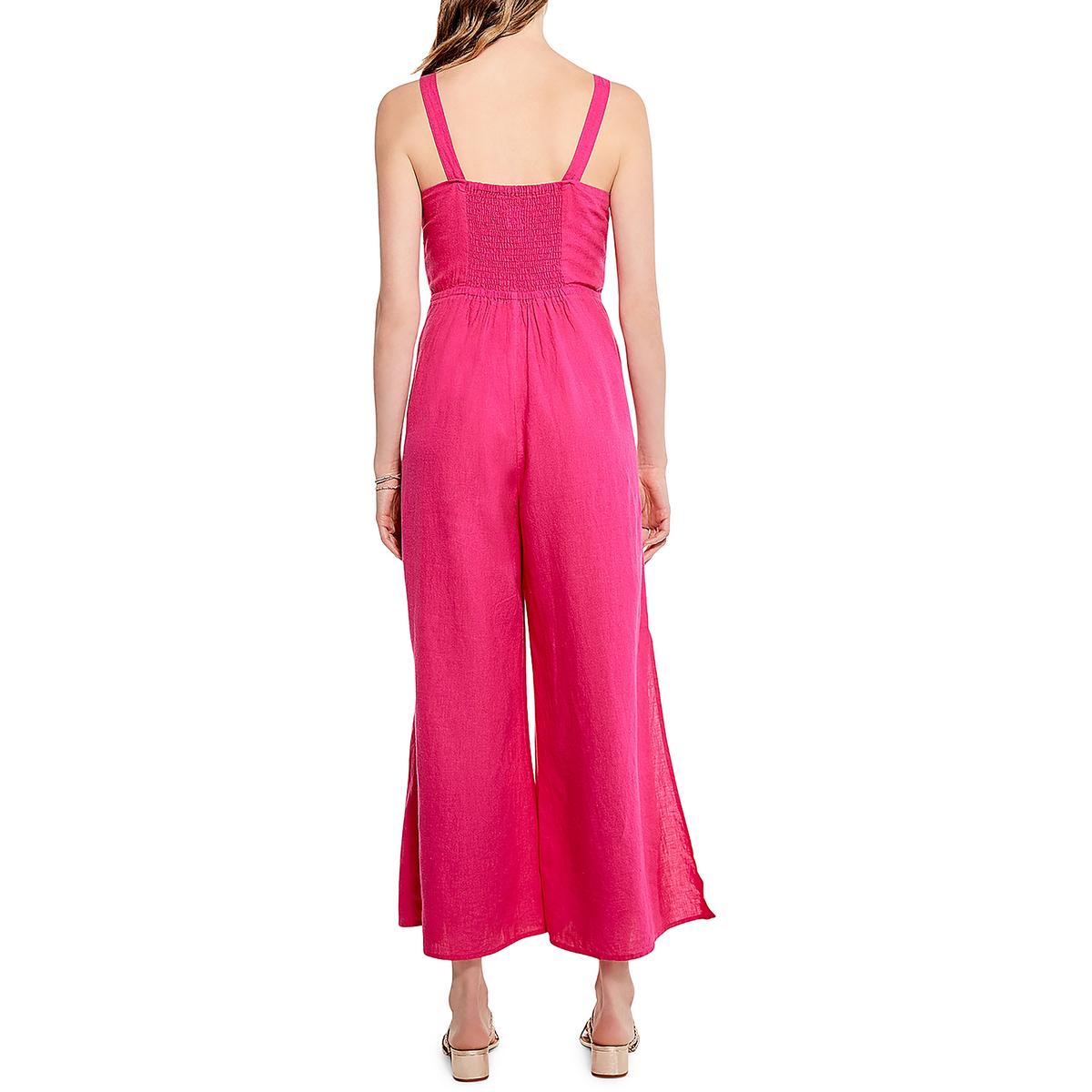 Rumba Park Womens Linen Blend Smocked Jumpsuit