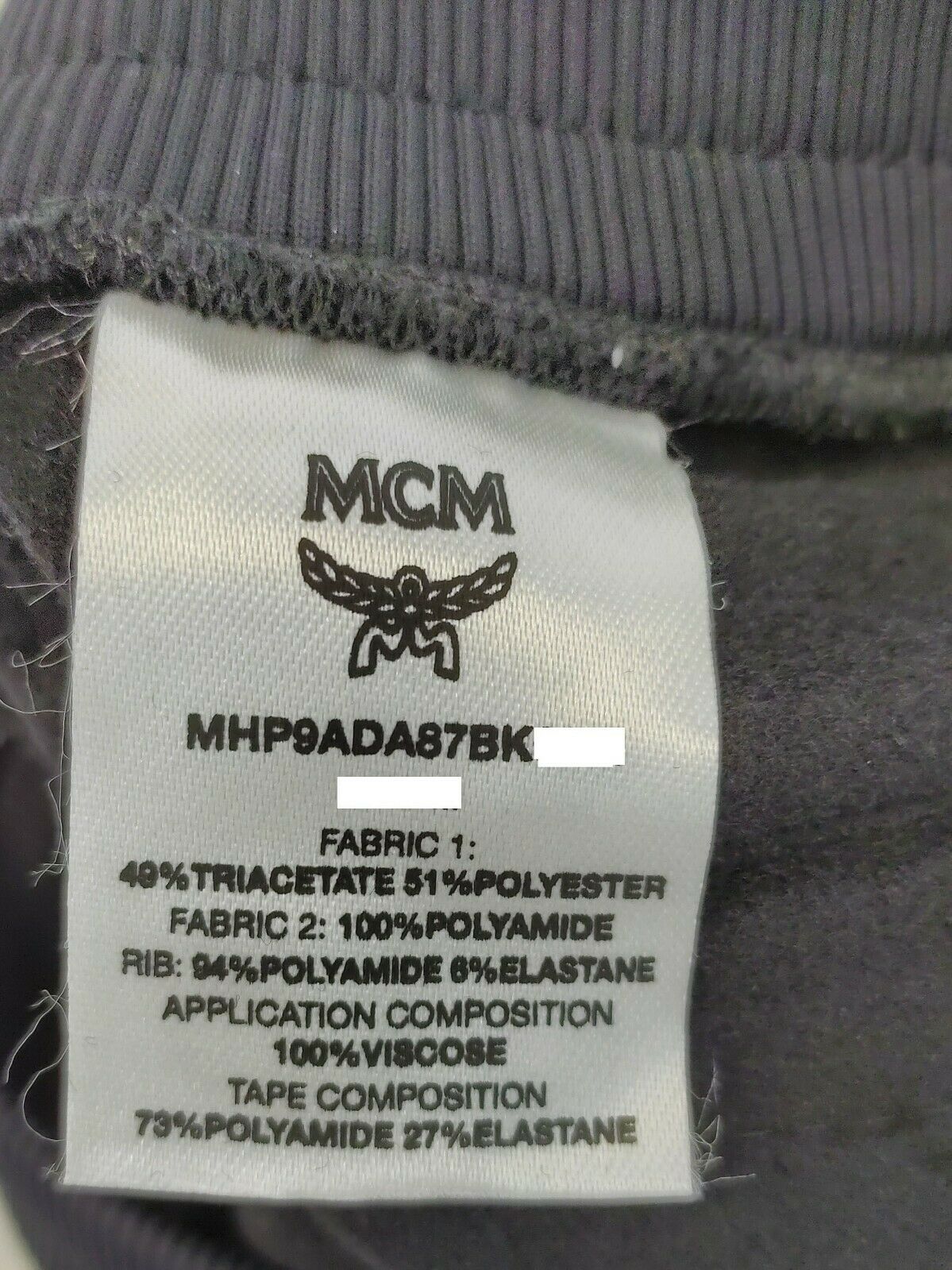 MCM Men's Black Straight Sweatpants with Olive Green Mesh