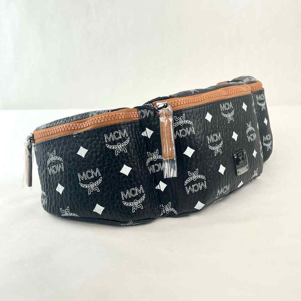 MCM Women's Black Visetos Canvas Large Sling Belt Bag