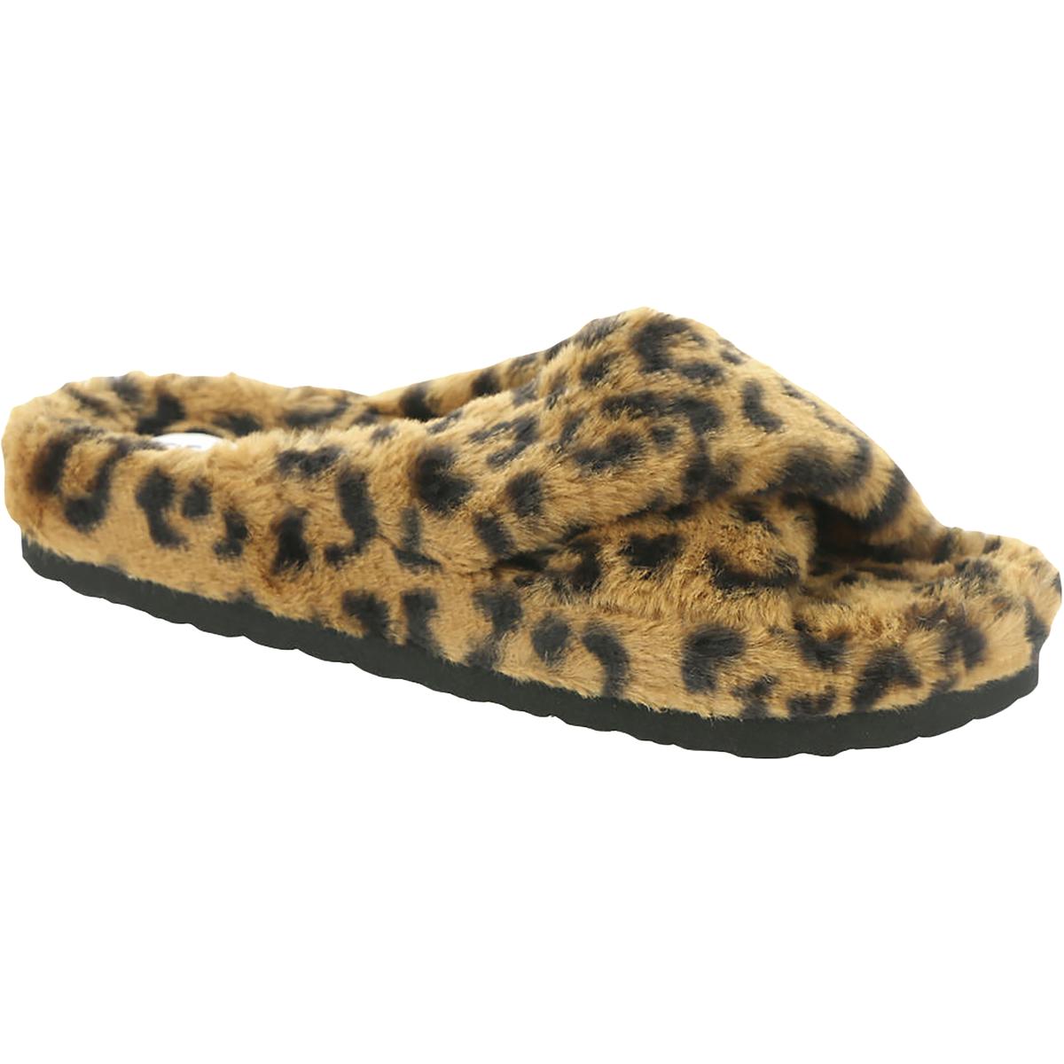 Franz Womens Slip On Faux Fur Slide Slippers