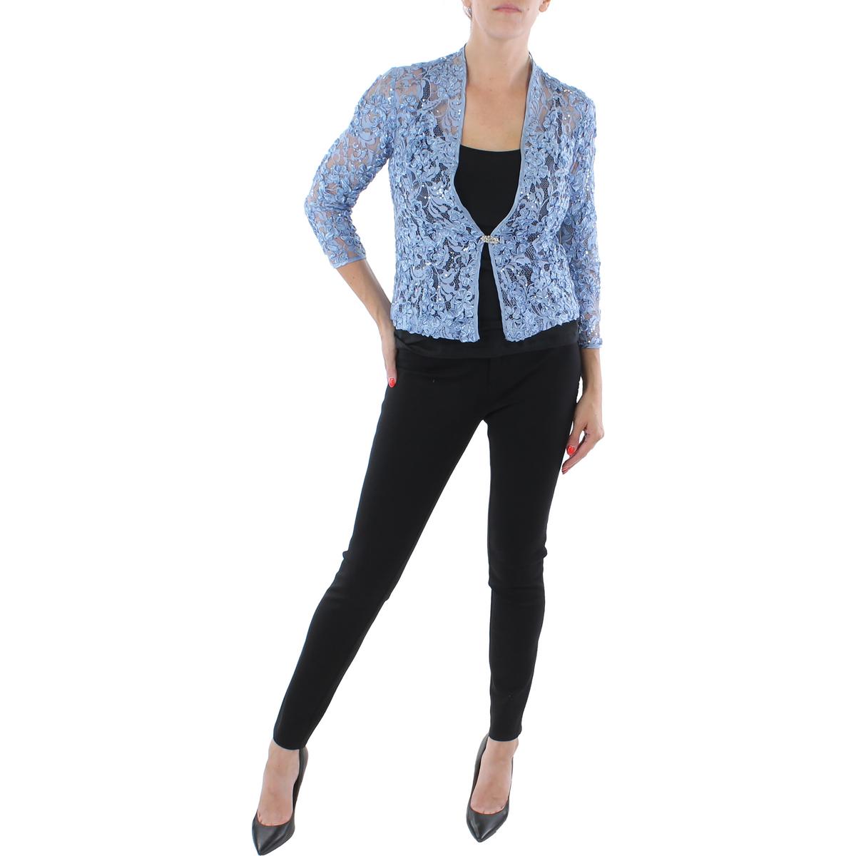 Womens Lace Sheer One-Button Blazer