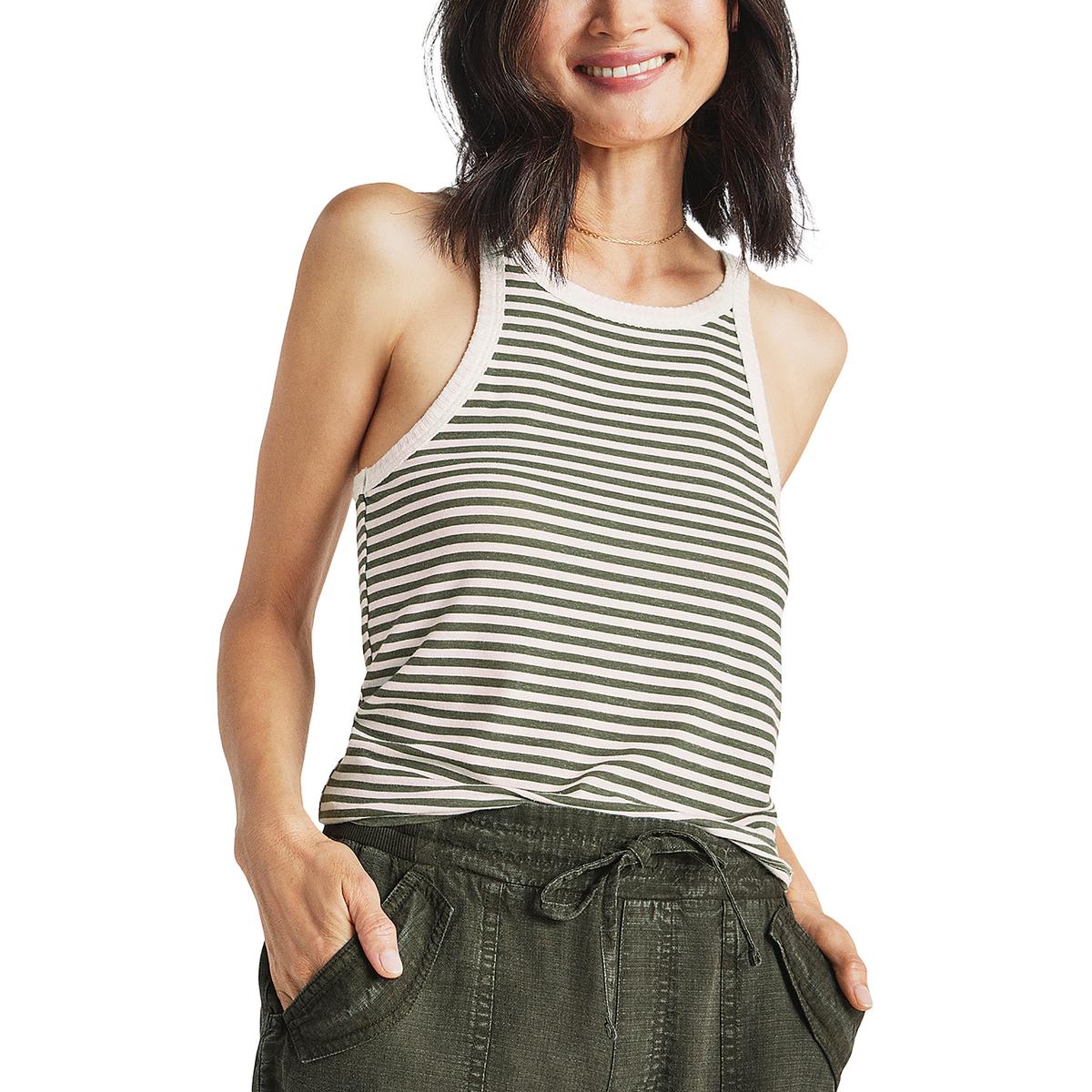 Womens Linen Blend Striped Tank Top