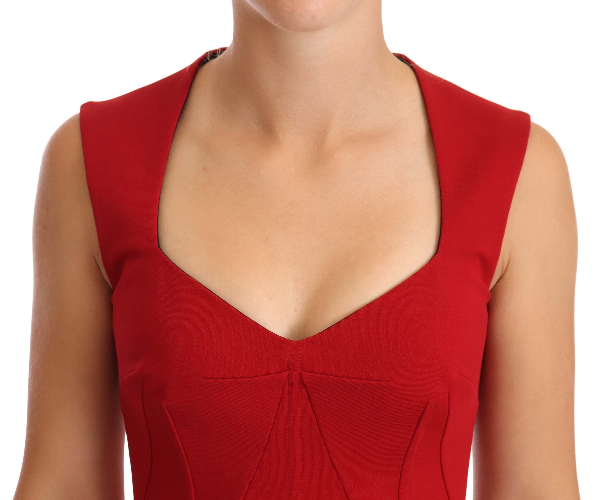 Dolce & Gabbana Elegant Sweetheart Midi Dress in Women's Red