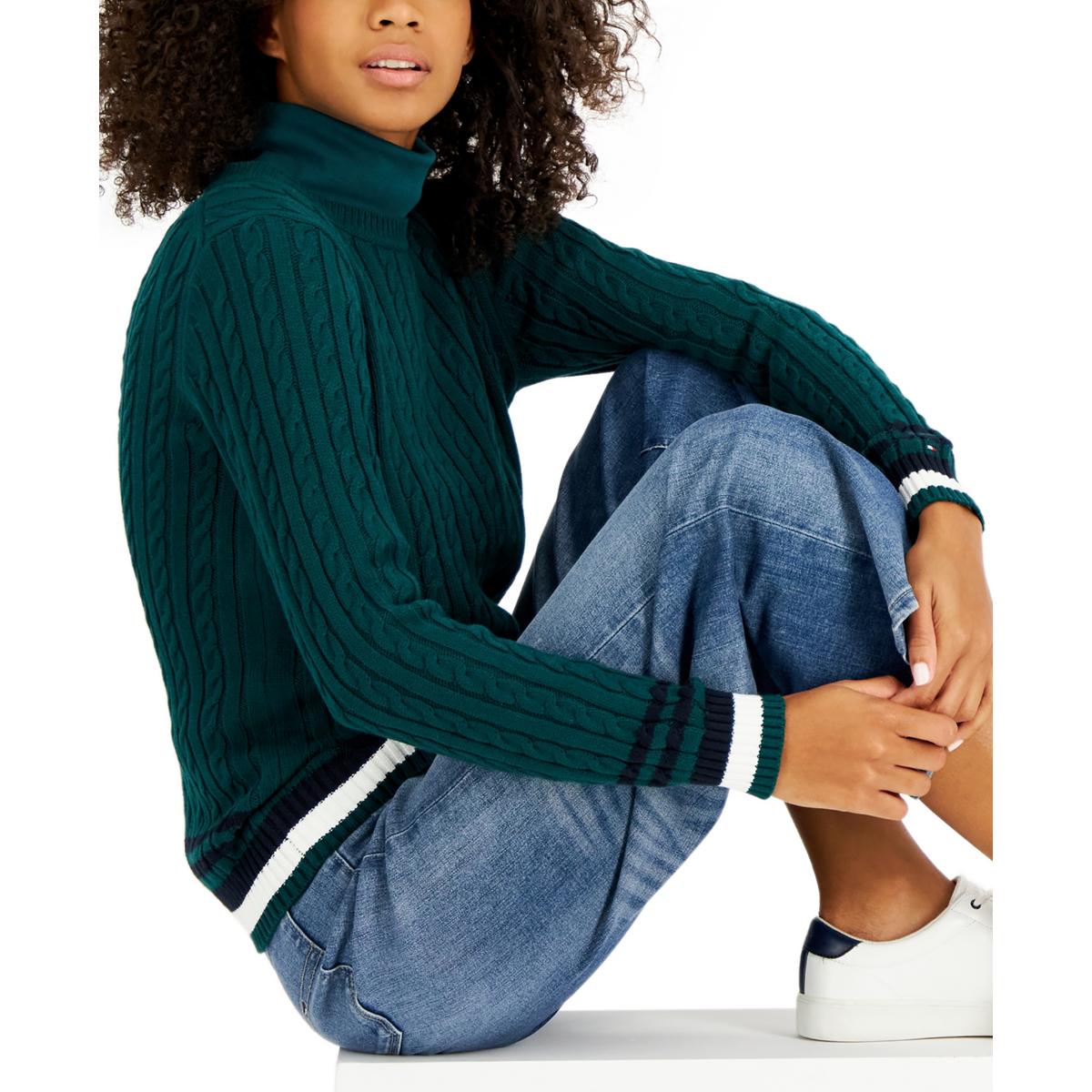 Womens Cable Knit Pullover Crewneck Sweater