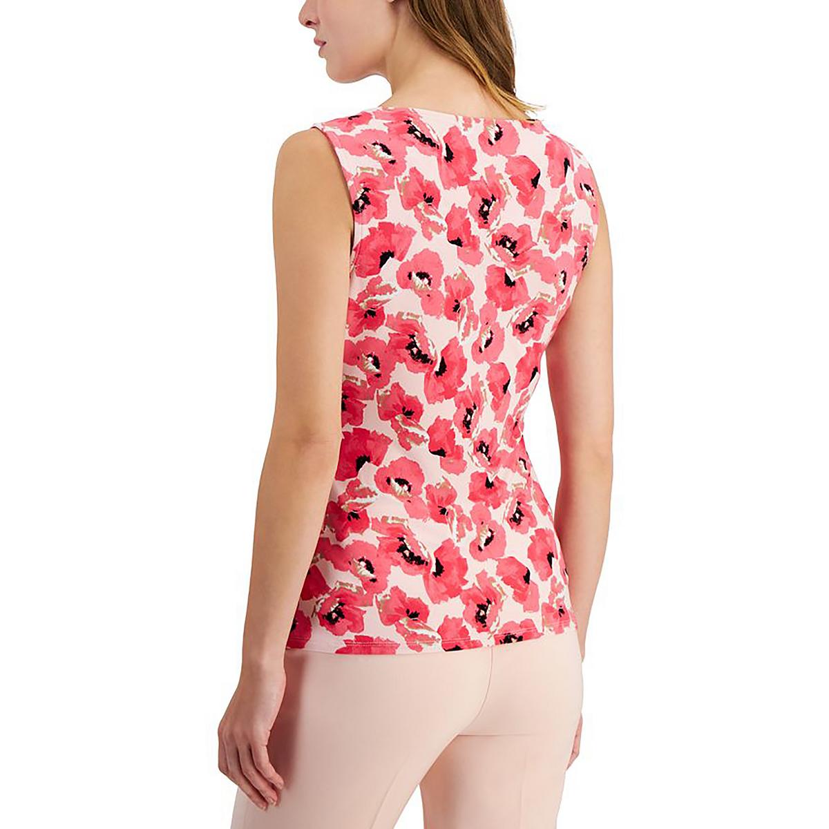 Womens Floral Print Ruched Pullover Top