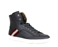 Bally Men's Dark Grey Calf Leather Hi-top Sneaker With Red Beige1