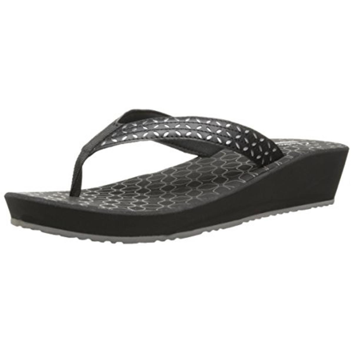 Liya Gander Womens Wedge Metallic Flip-Flops