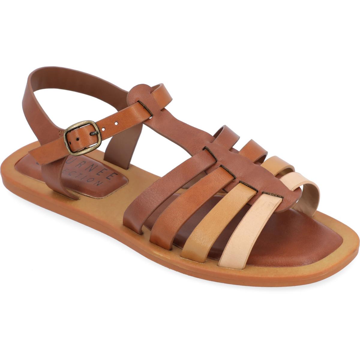 Benicia Womens Faux Leather Strappy Fisherman Sandals