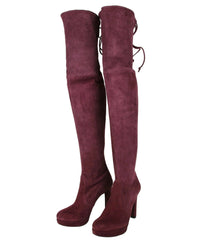 Stuart Weitzman Women's Bordeaux Suede Over-the-knee Platform Boot7