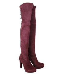 Stuart Weitzman Women's Bordeaux Suede Over-the-knee Platform Boot14