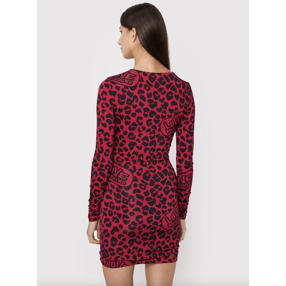 Love Moschino Chic Leopard Texture Dress in Pink and Women's Black