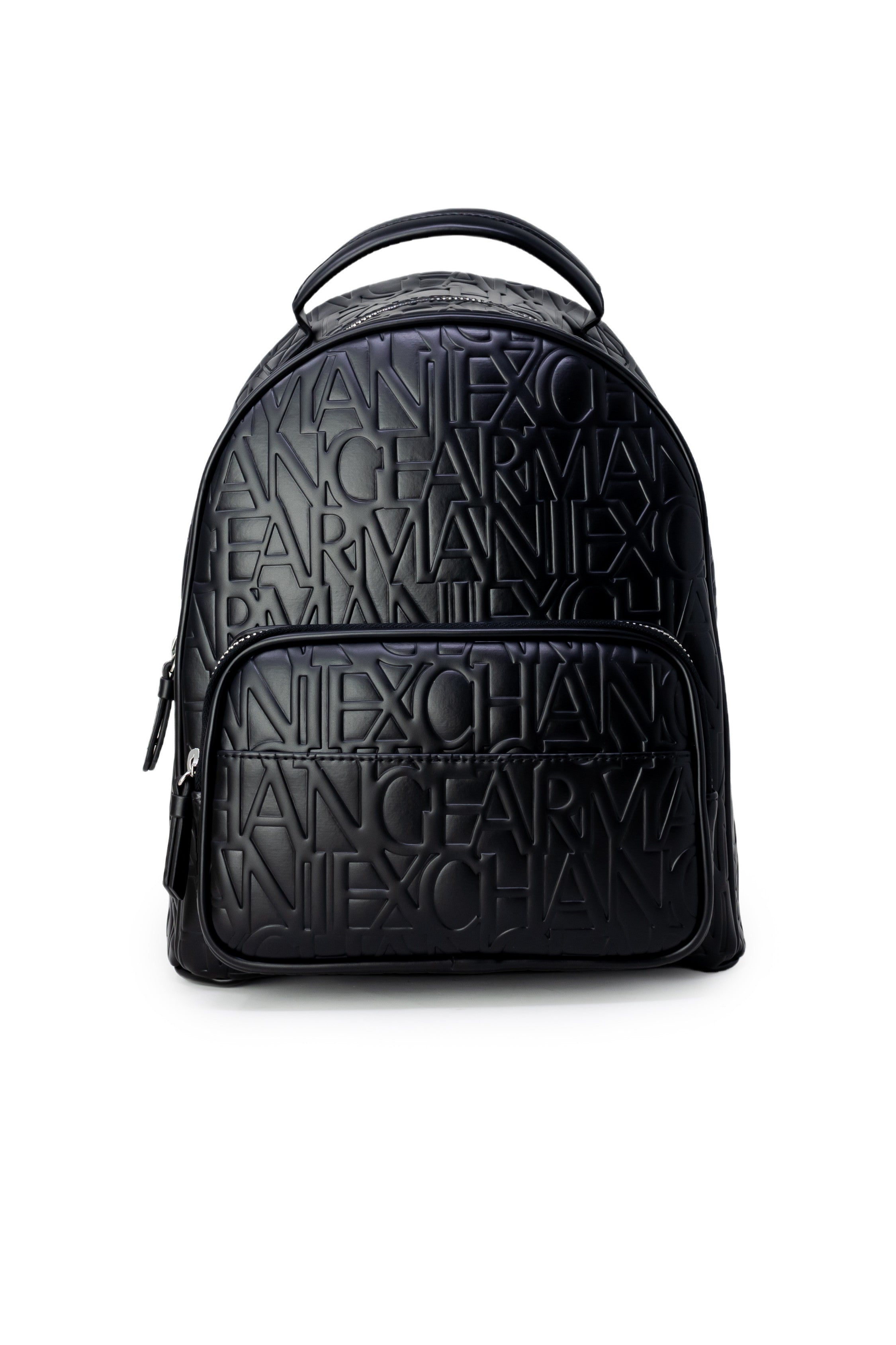 Armani Exchange  Womens Embossed Logo PU Leather Backpack Black