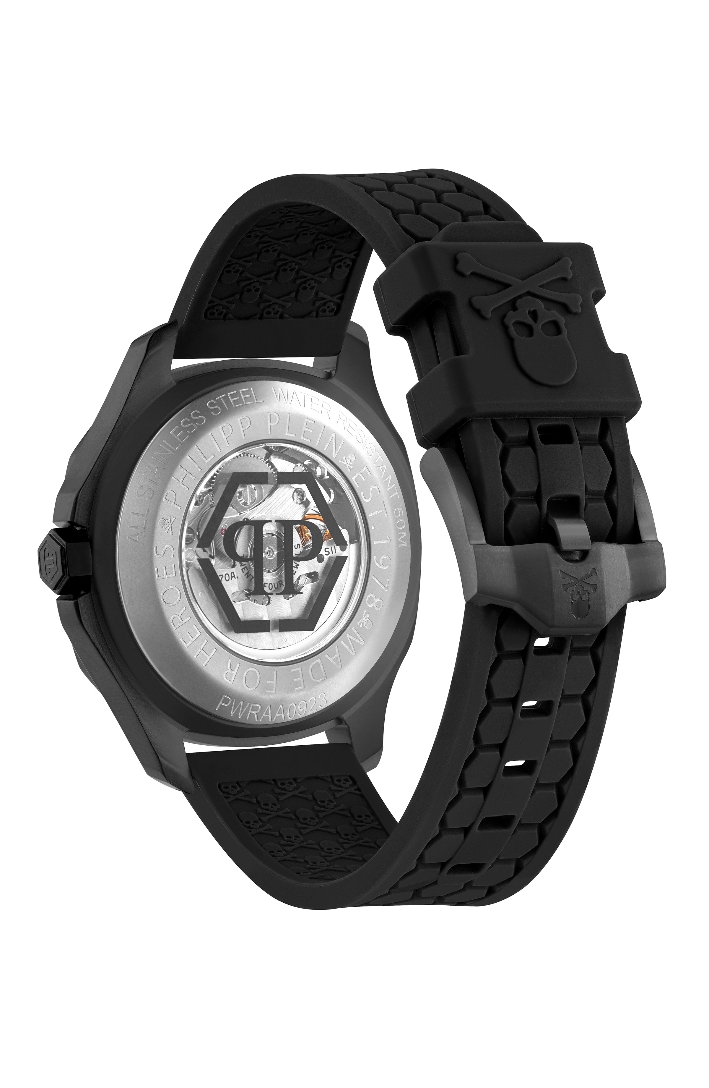 Philipp Plein Mens  IP Black 42mm Strap Fashion Watch