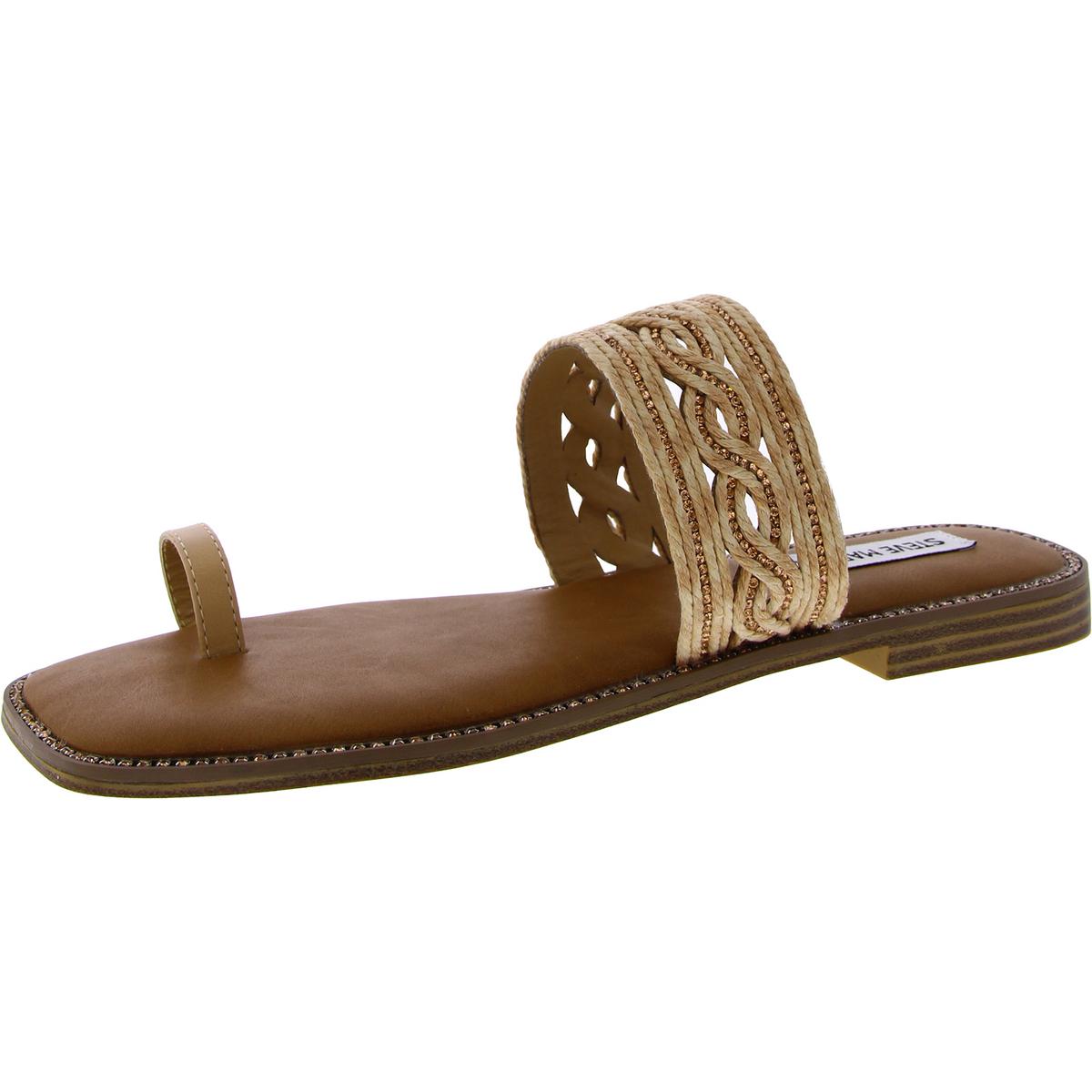 Laguna Womens Faux Leather Braided Slide Sandals