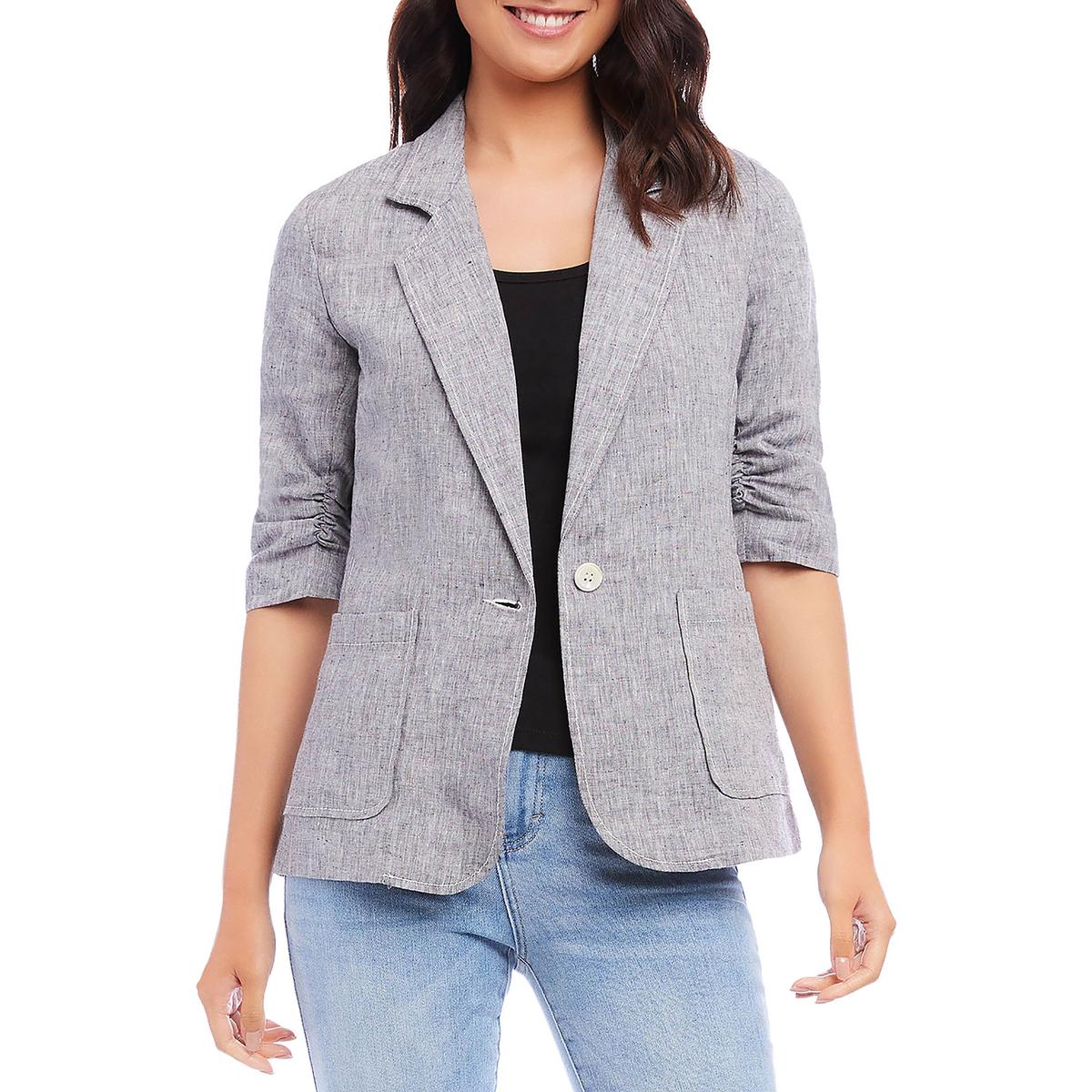 Womens Linen Suit Separate One-Button Blazer