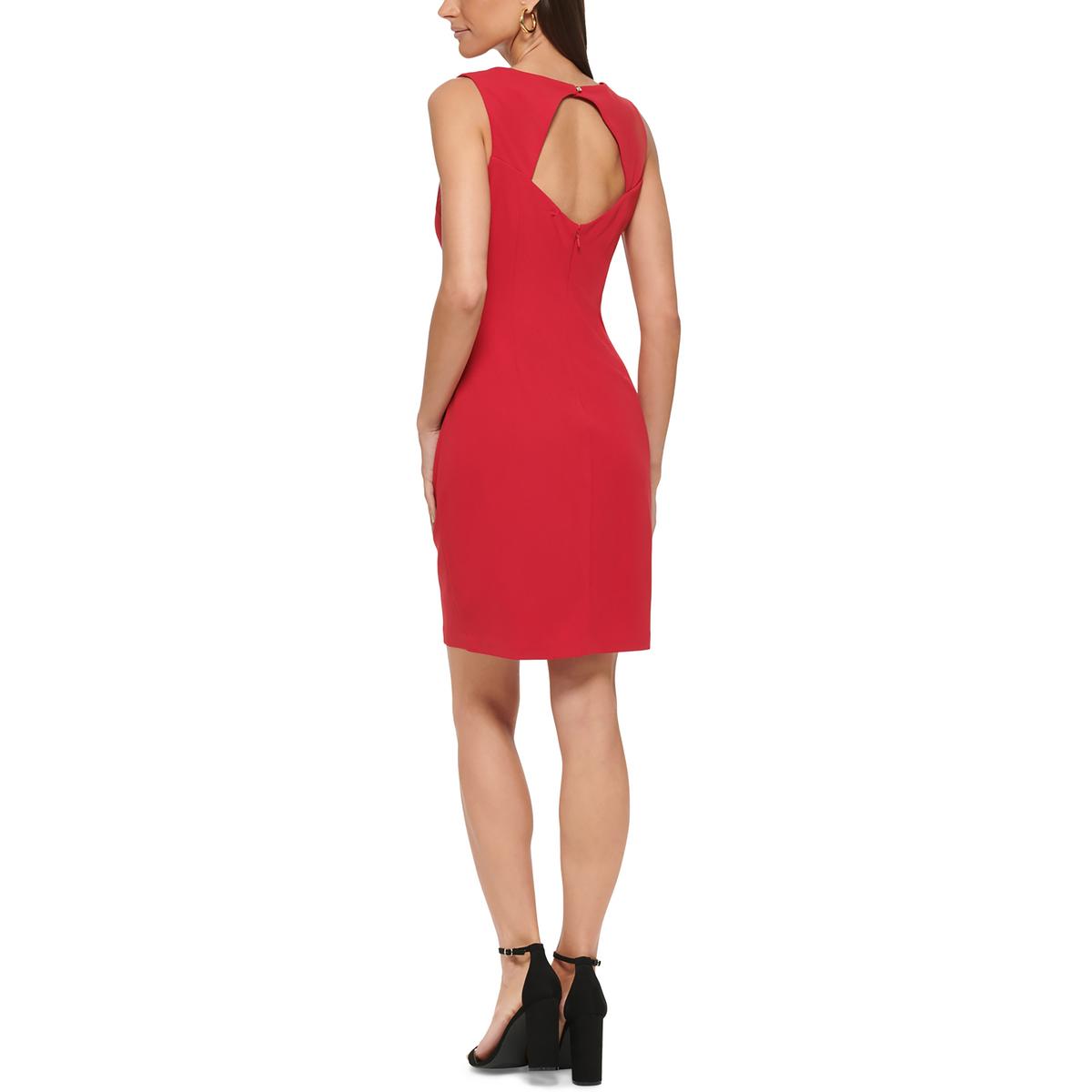 Womens Crepe Sweetheart Sheath Dress