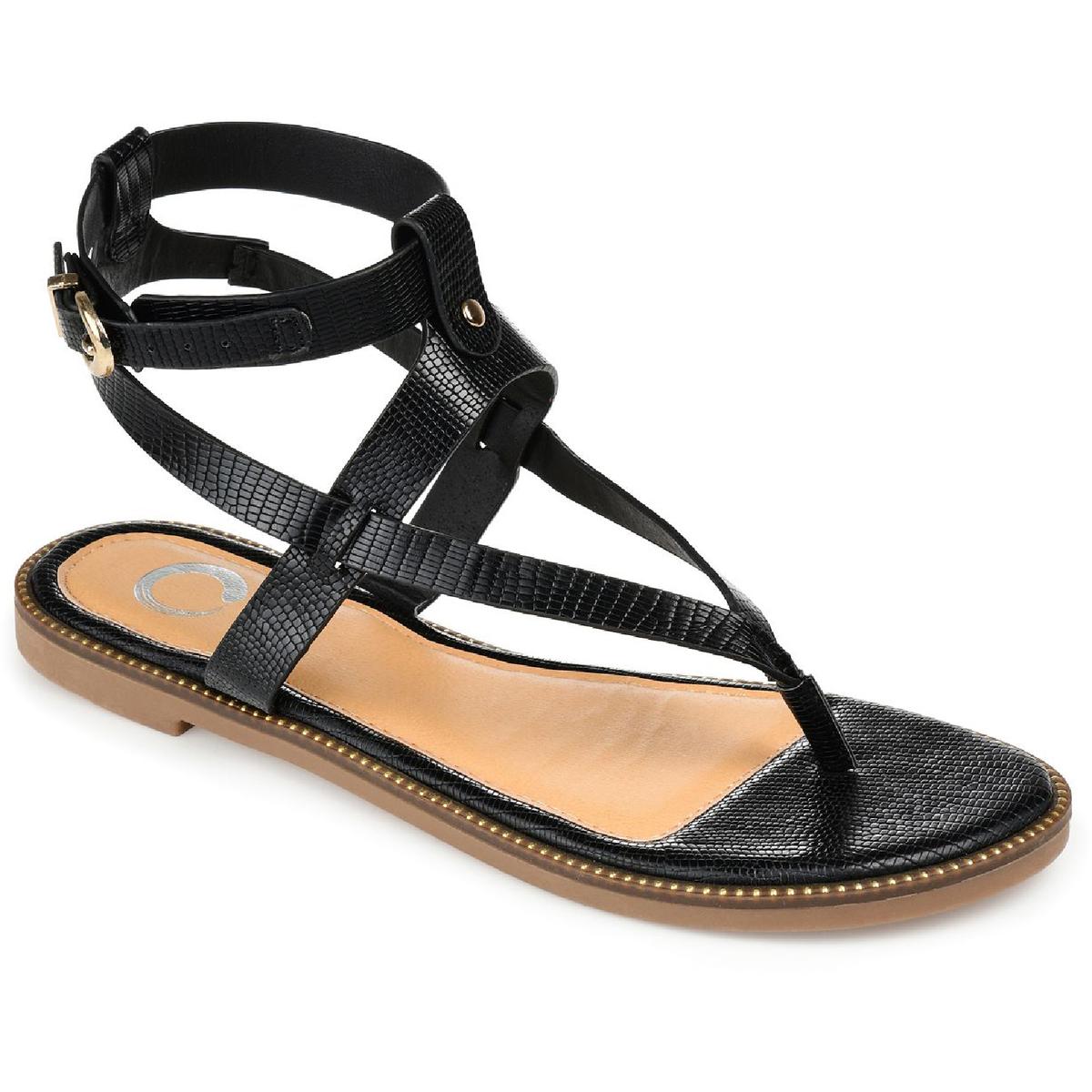 Tangie Womens Faux Leather Buckle Slingback Sandals