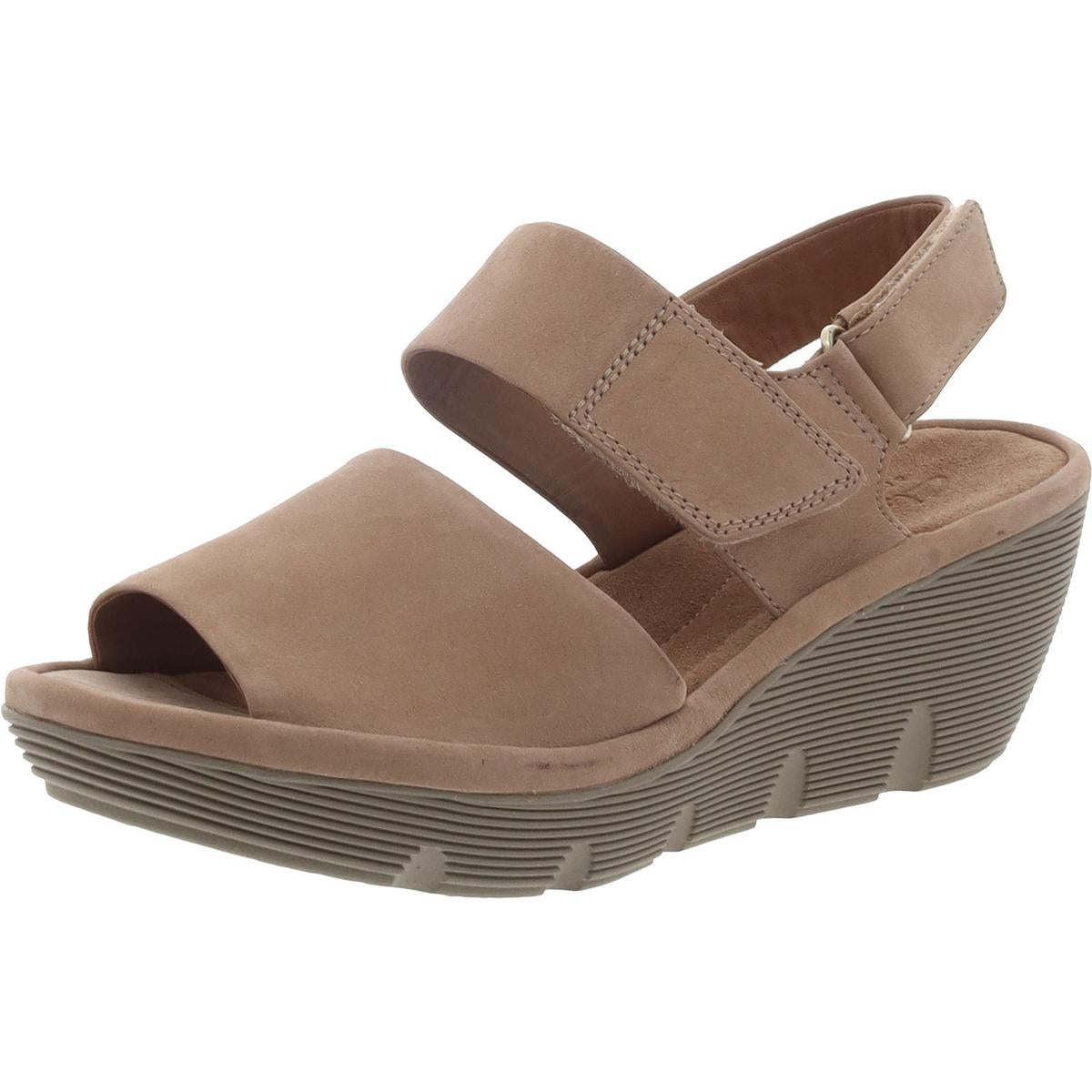 Clarene Glamor Womens Nubuck Ankle Wedge Sandals