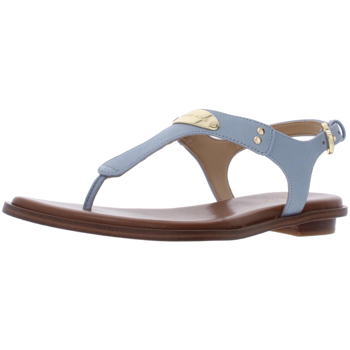 MK Plate Womens Textured T-Strap Thong Sandals