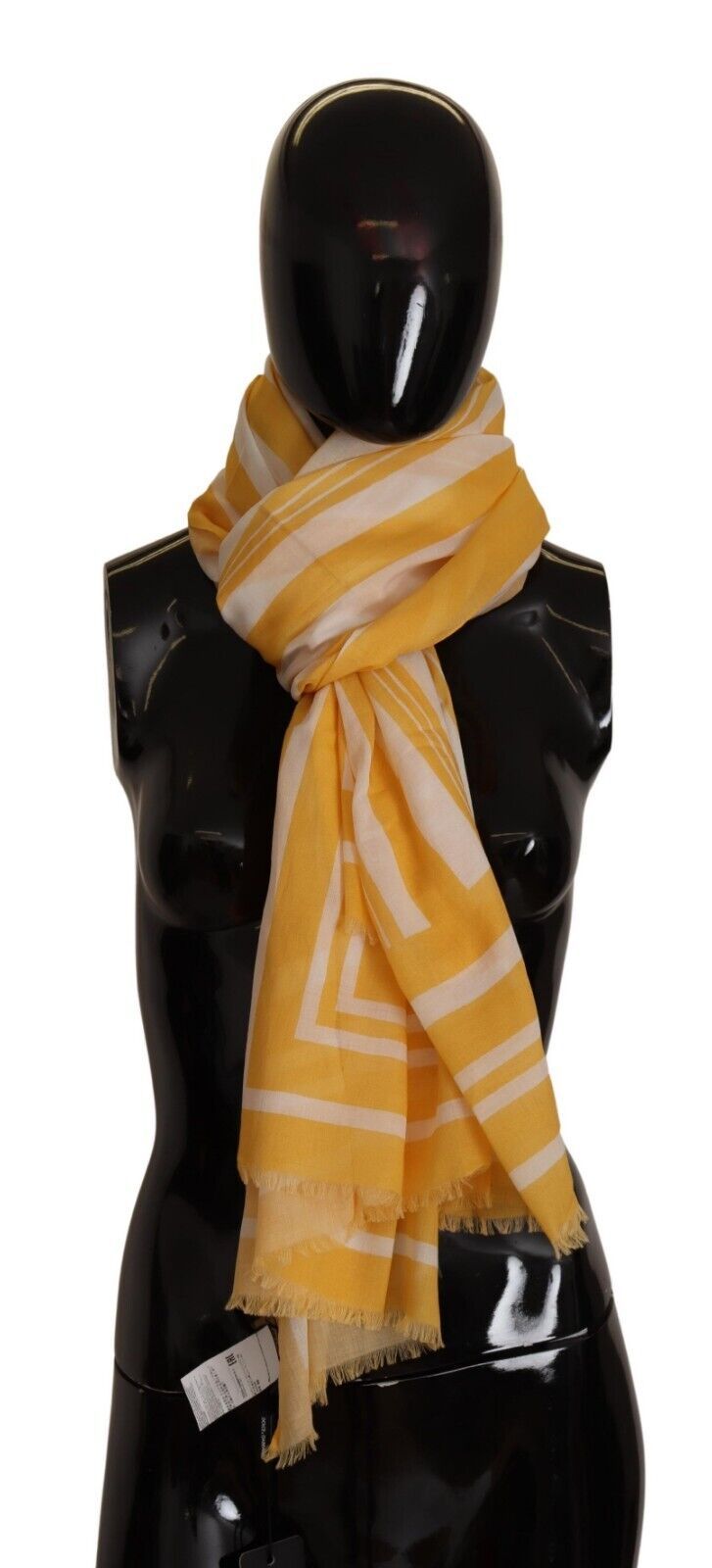 Dolce & Gabbana Elegant Striped Cotton Scarf with Logo Women's Print