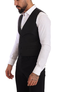 Dolce & Gabbana Gray Silk Slim Fit Waistcoat Formal Men's Vest3