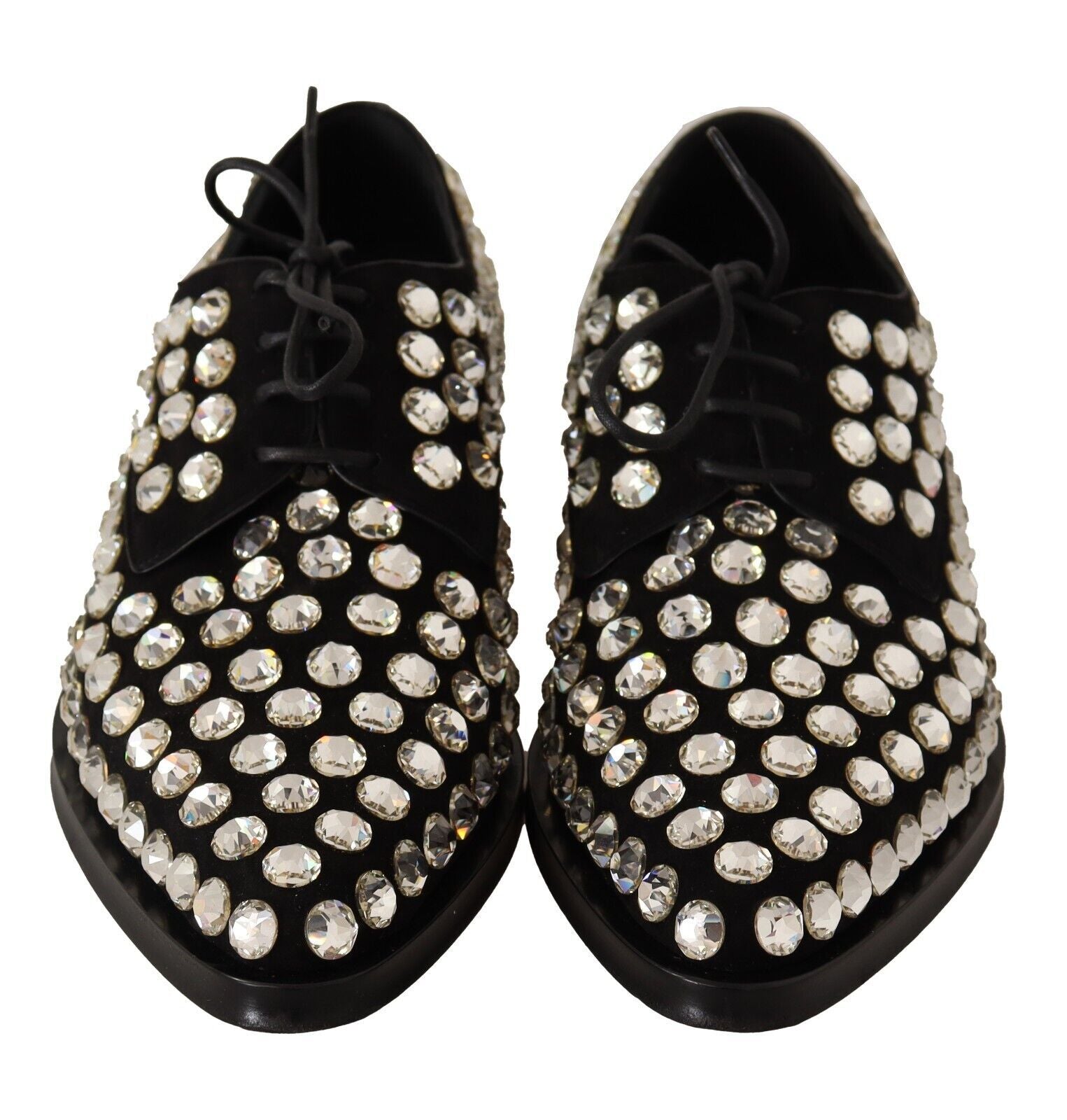 Dolce & Gabbana Elegant Crystal-Embellished Lace-Up Women's Flats