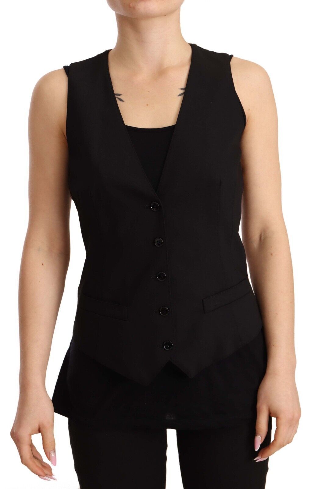 Dolce & Gabbana Elegant Black Wool Blend Women's Waistcoat