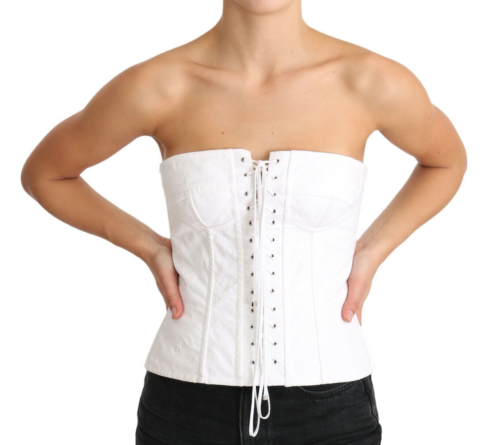 Dolce & Gabbana Elegant White Strapless Corset Women's Top