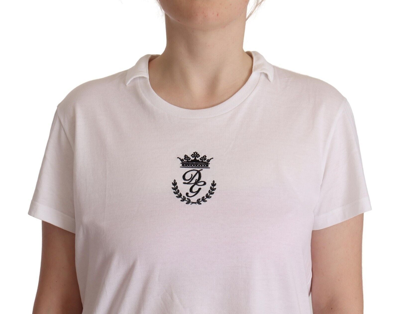 Dolce & Gabbana Elegant Collared Crown Print Women's Tee