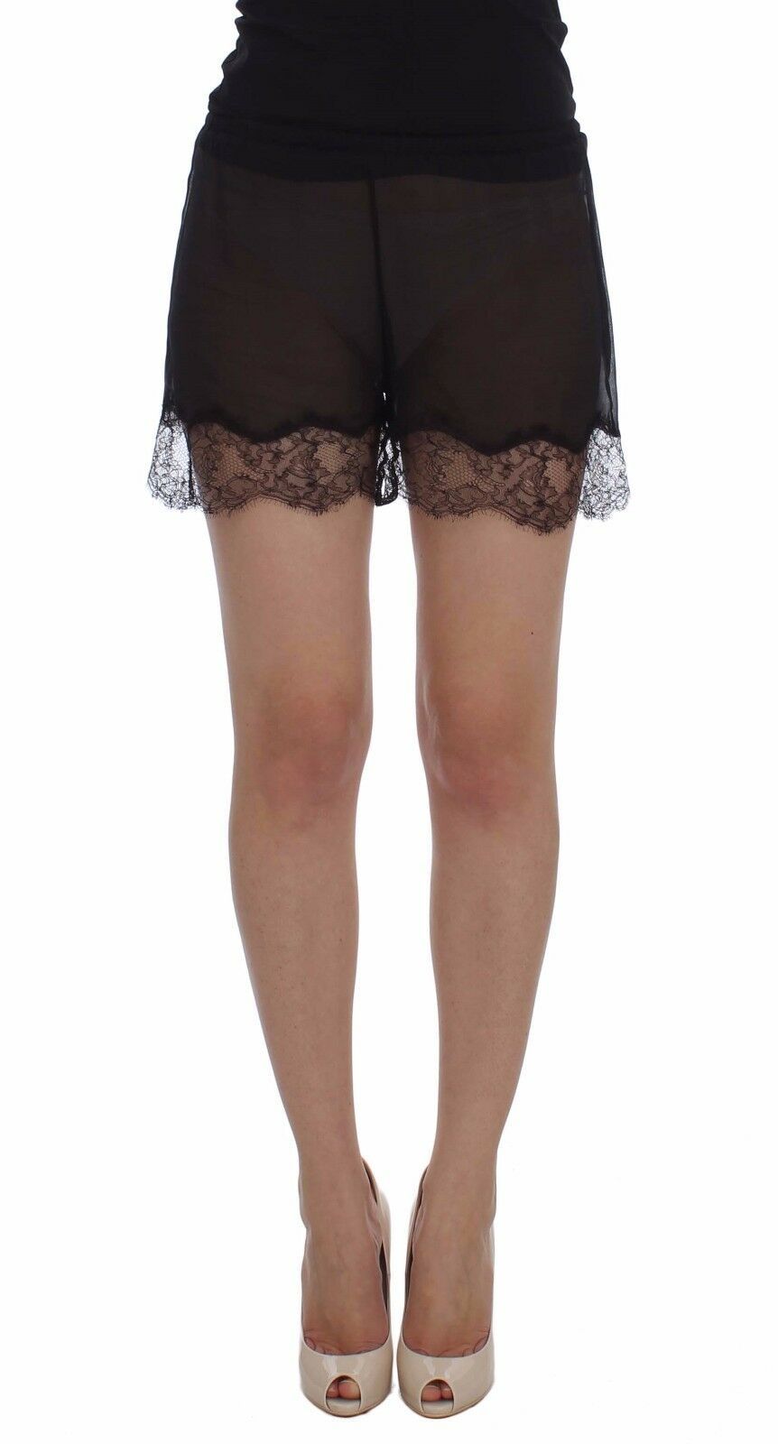 Dolce & Gabbana Elegant Black Floral Lace Silk Women's Shorts