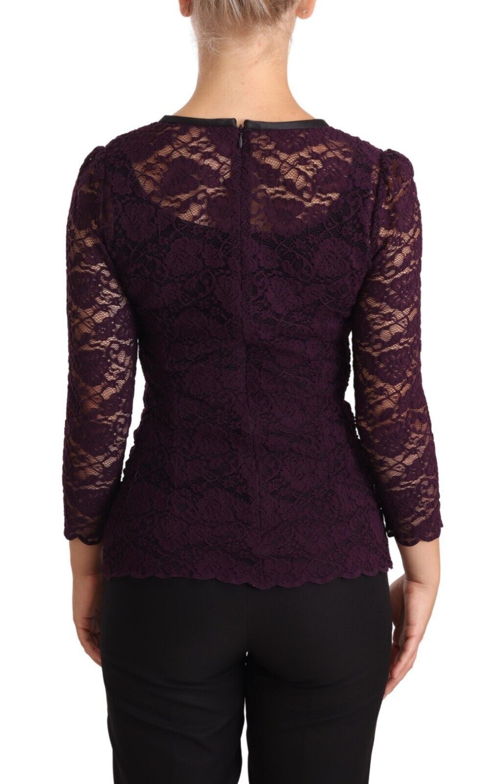 Dolce & Gabbana Elegant Sheer Lace Long Sleeve Women's Blouse