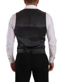 Dolce & Gabbana Gray Striped Double Breasted Waistcoat Men's Vest5