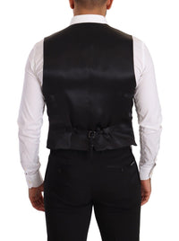 Dolce & Gabbana Gray Silk Slim Fit Waistcoat Formal Men's Vest6