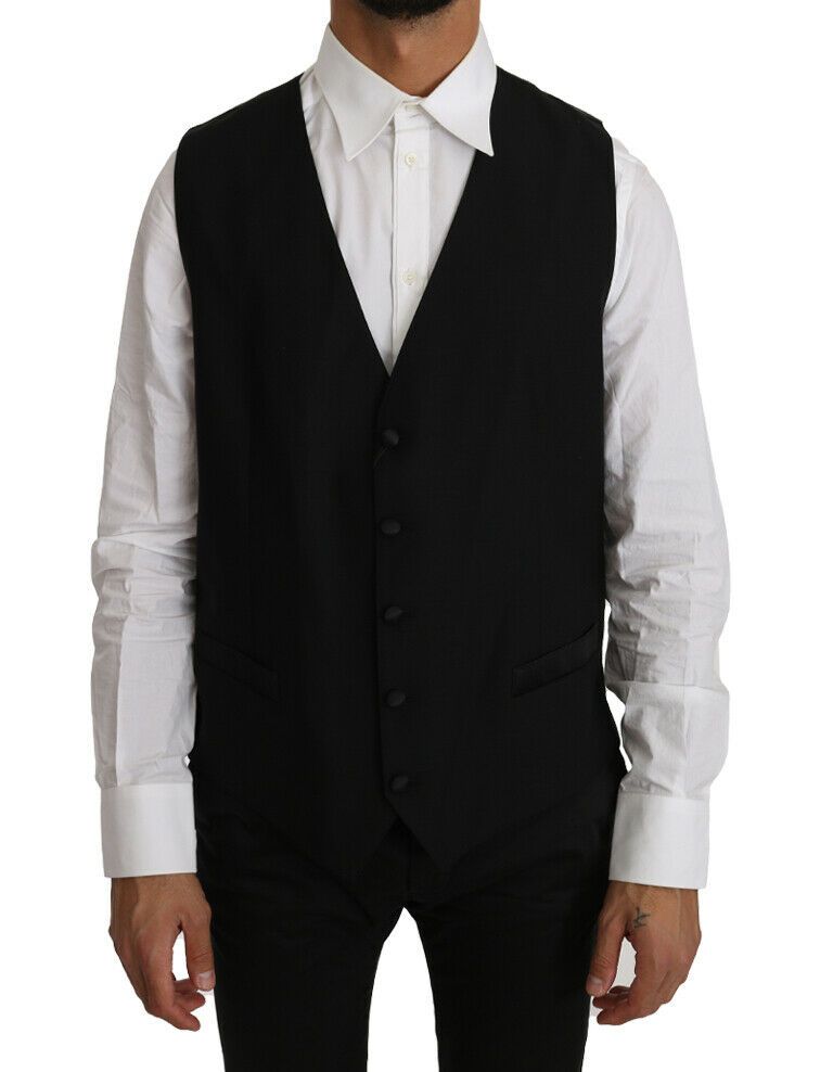 Dolce & Gabbana Black Solid Wool Silk Men's Vest2