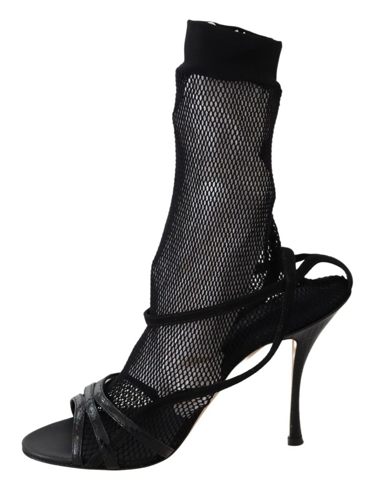 Dolce & Gabbana Chic Black Mesh Stiletto Women's Sandals