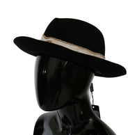 Dolce & Gabbana Elegant Black Lapin Wide Brim Panama Women's Hat13