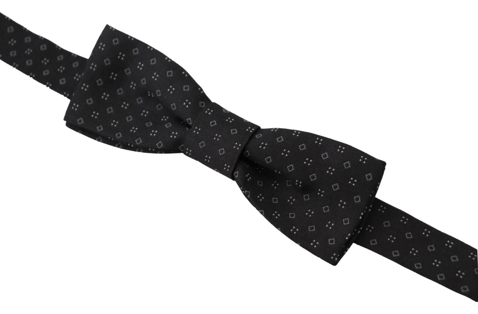 Dolce & Gabbana Exclusive Silk Patterned Black Bow Men's Tie