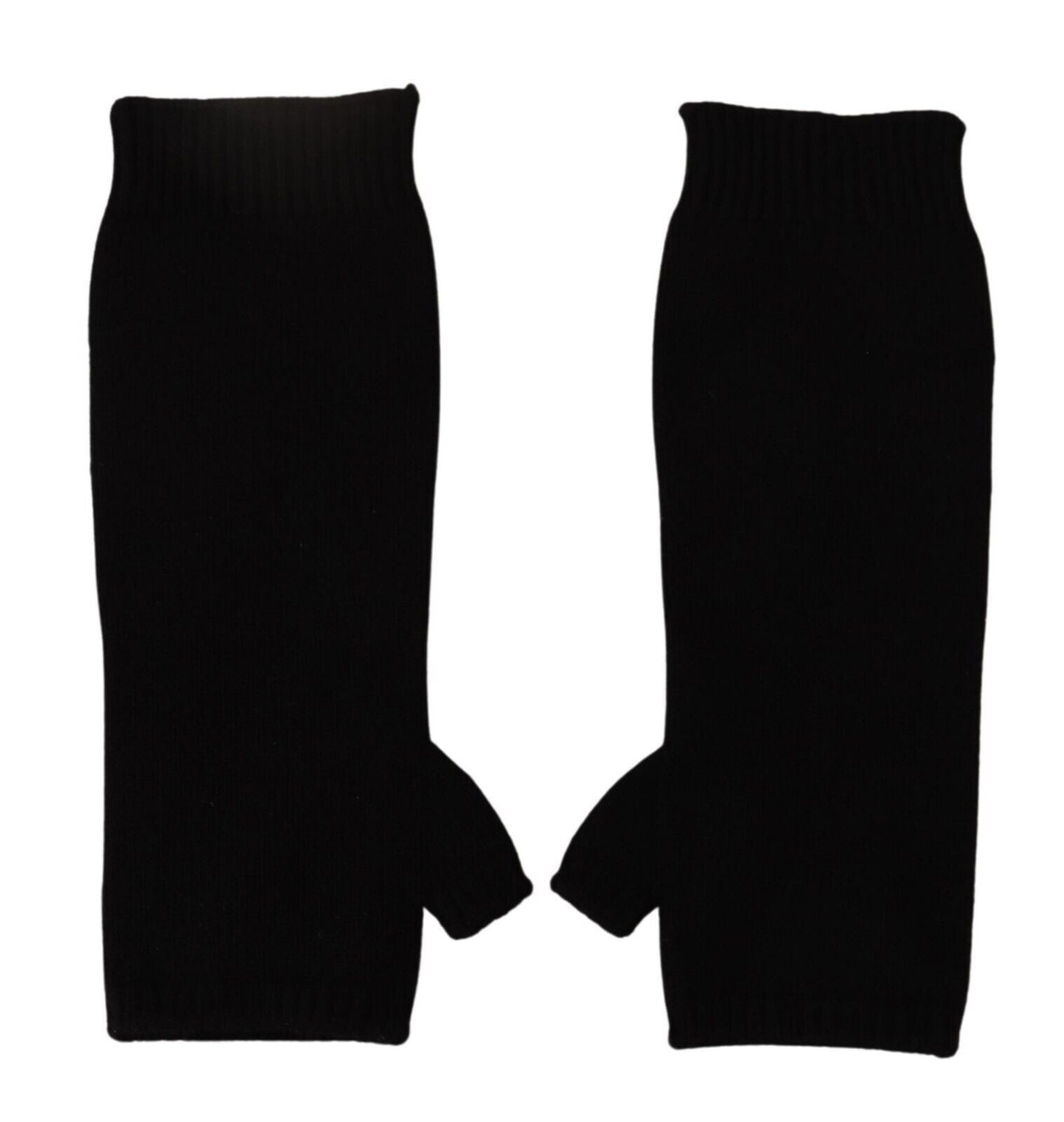 Dolce & Gabbana Elegant Black Cashmere Fingerless Women's Gloves8