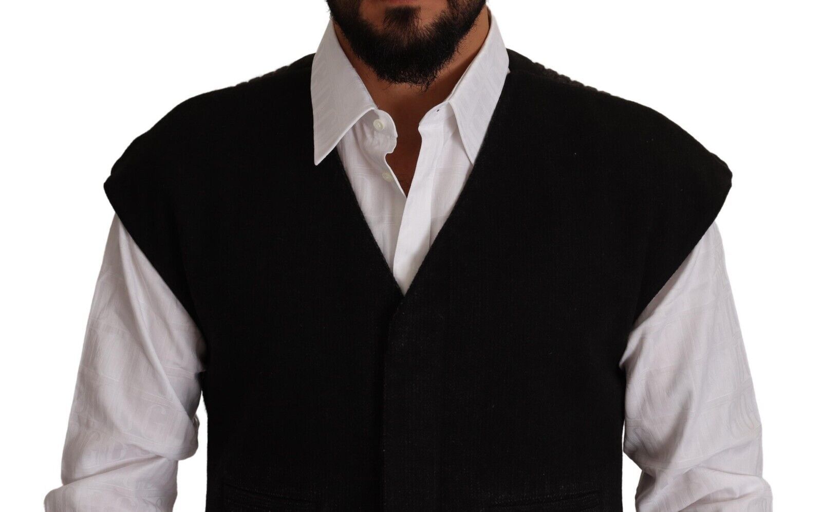 Dolce & Gabbana Black Wool Cotton Dress Waistcoat Men's Vest8