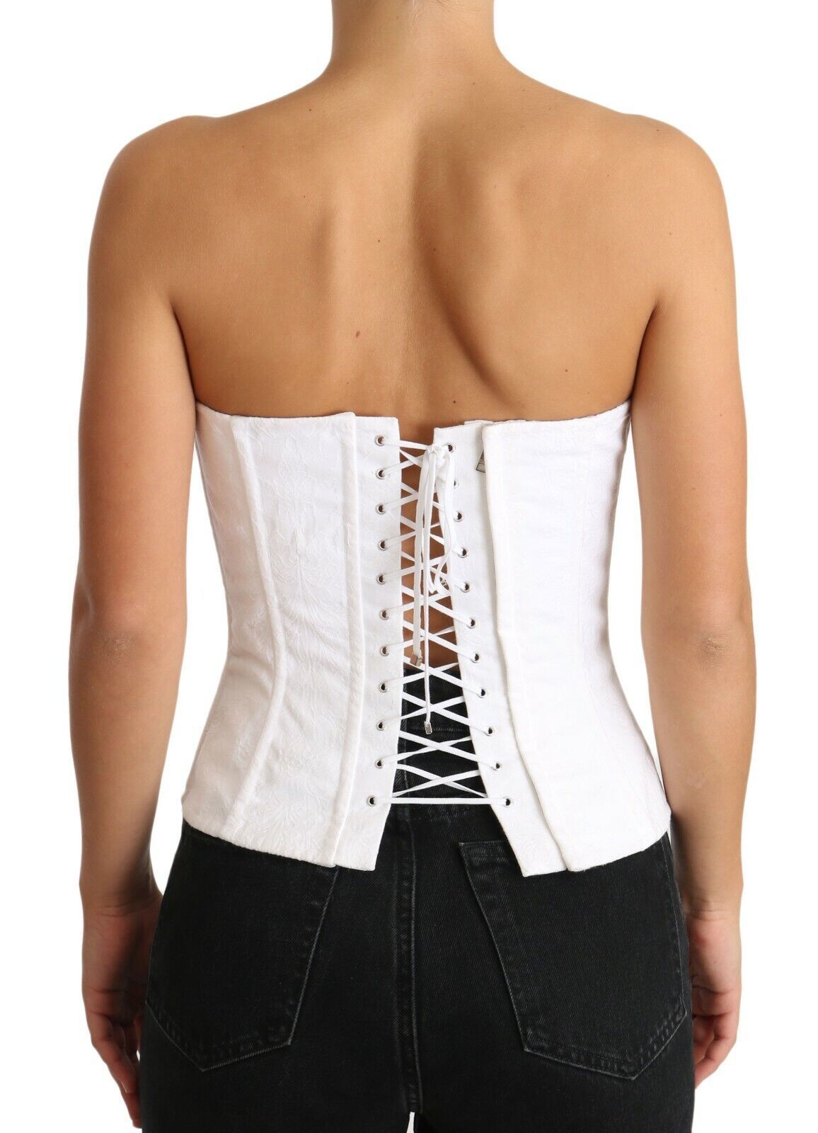 Dolce & Gabbana Elegant White Strapless Corset Women's Top