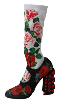 Dolce & Gabbana Floral Embellished Socks Women's Boots4