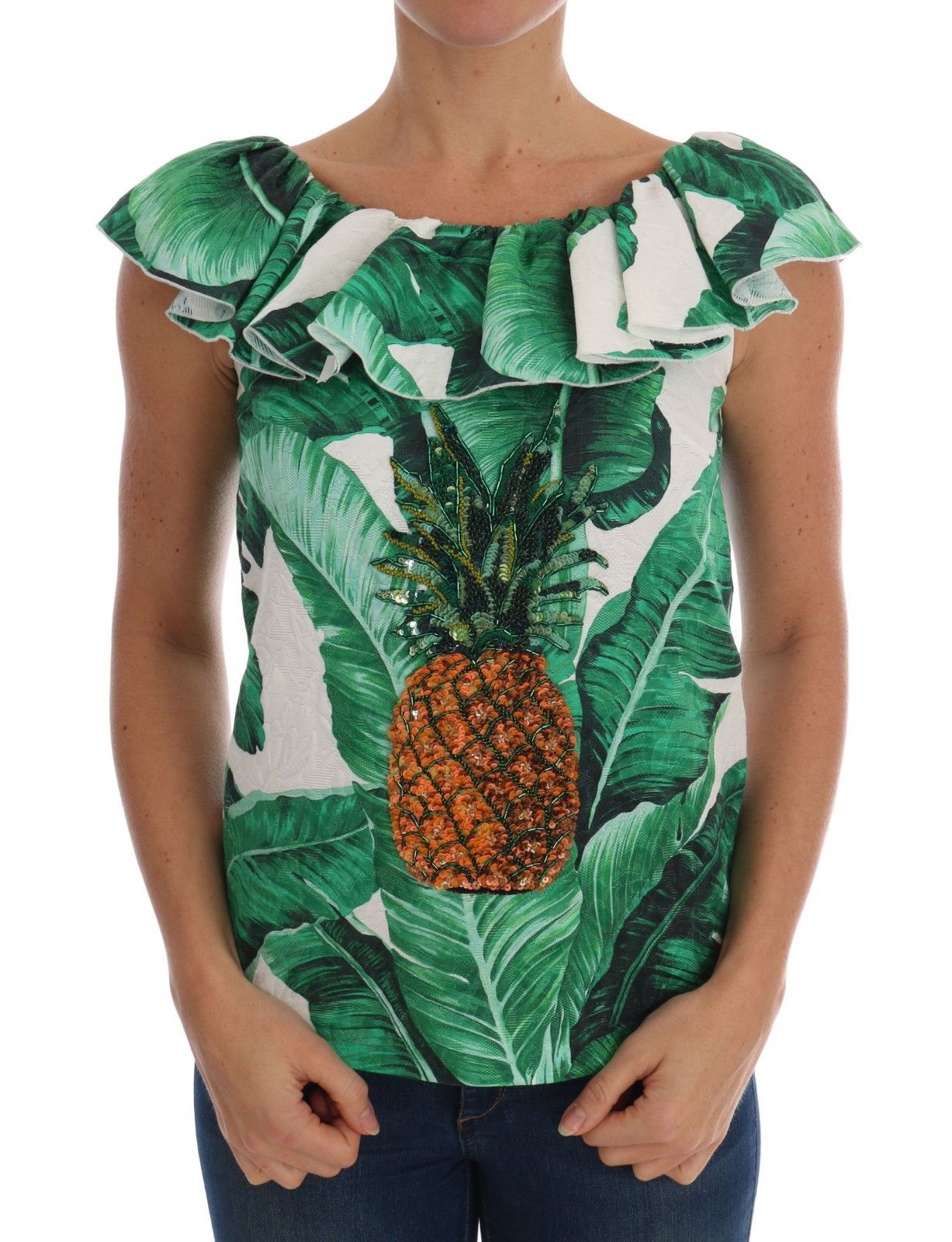 Dolce & Gabbana Elegant Sequined Pineapple Women's Blouse2