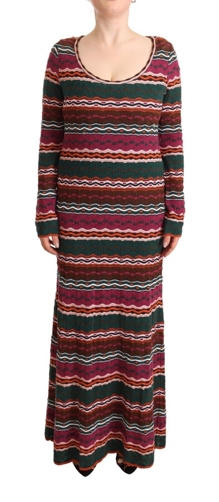 Missoni Multicolor Striped Long Sleeve Sheath Women's Dress