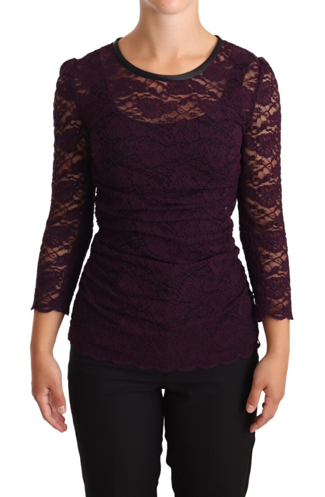 Dolce & Gabbana Elegant Sheer Lace Long Sleeve Women's Blouse